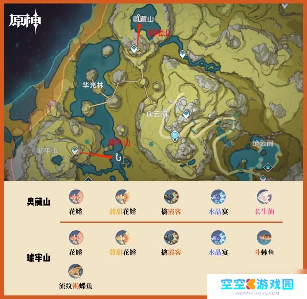 原神钓鱼具体地点 原神钓鱼点位置地图