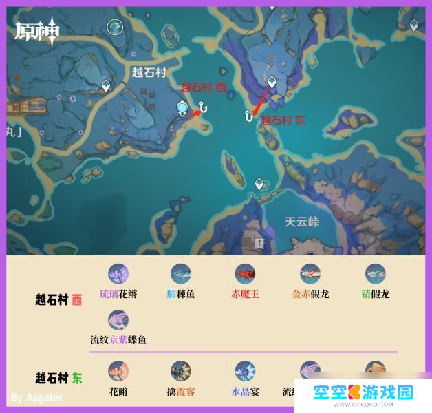 原神钓鱼具体地点 原神钓鱼点位置地图
