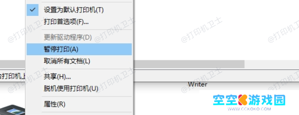 检查打印机设置