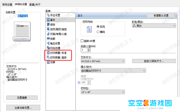 调整打印机设置 调整打印机设置