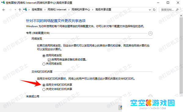 确认网络共享已开启